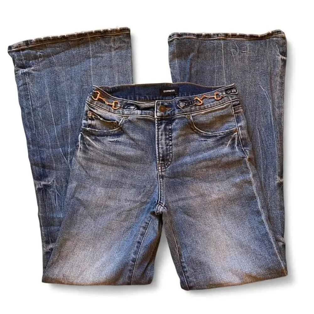 Express blue flare vintage 70s jeans - Picture 2 of 5